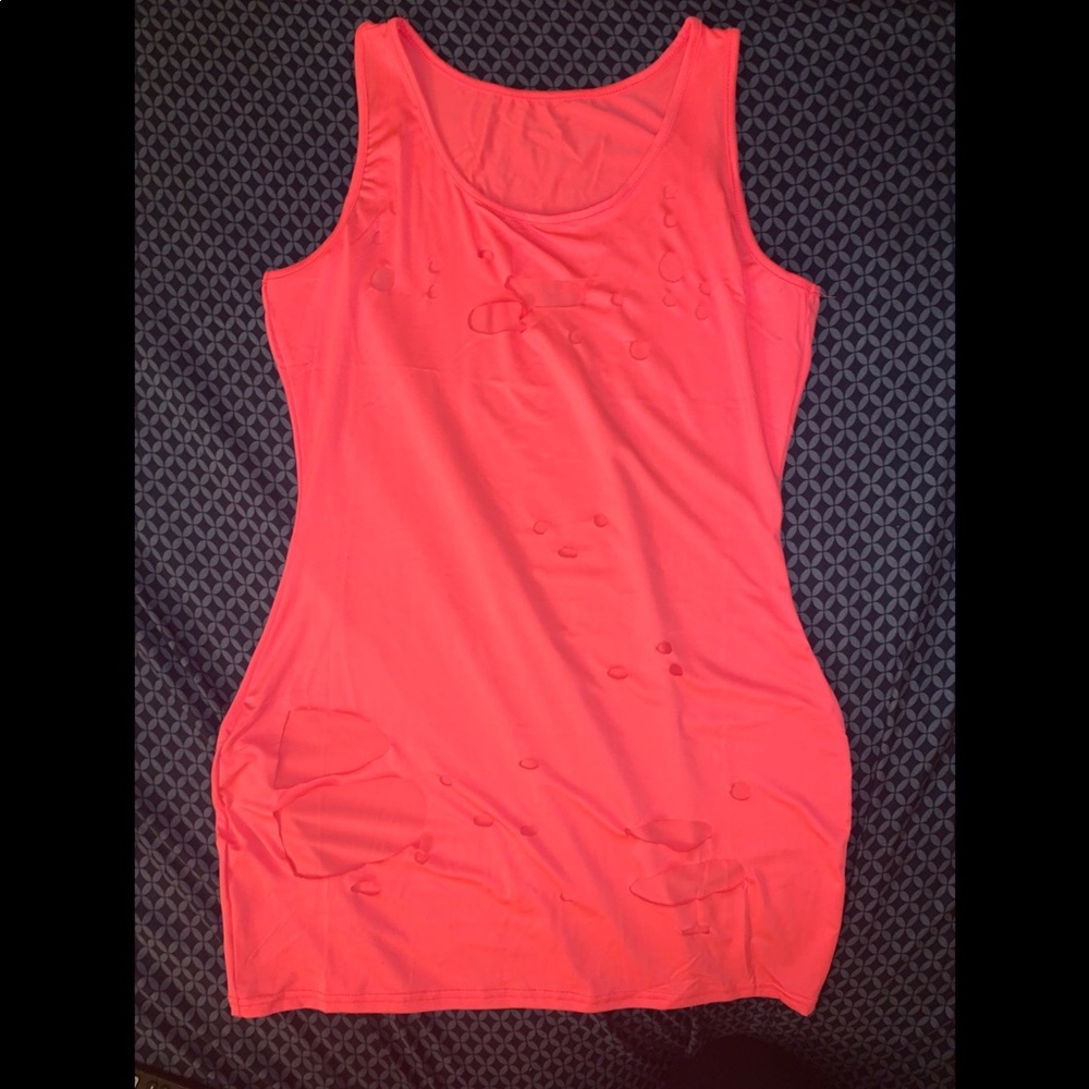 (New) Flamingo Neon Pink Sexy Cut Out Mini Dress